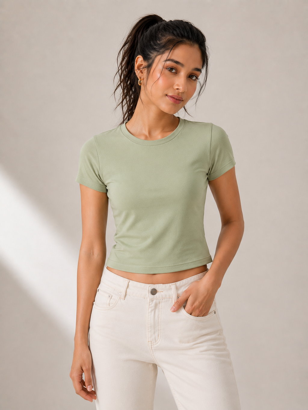 Prefit Women's Premium Baby Tee – 240 GSM Gold Finish Terry Lycra Luxury T-Shirt