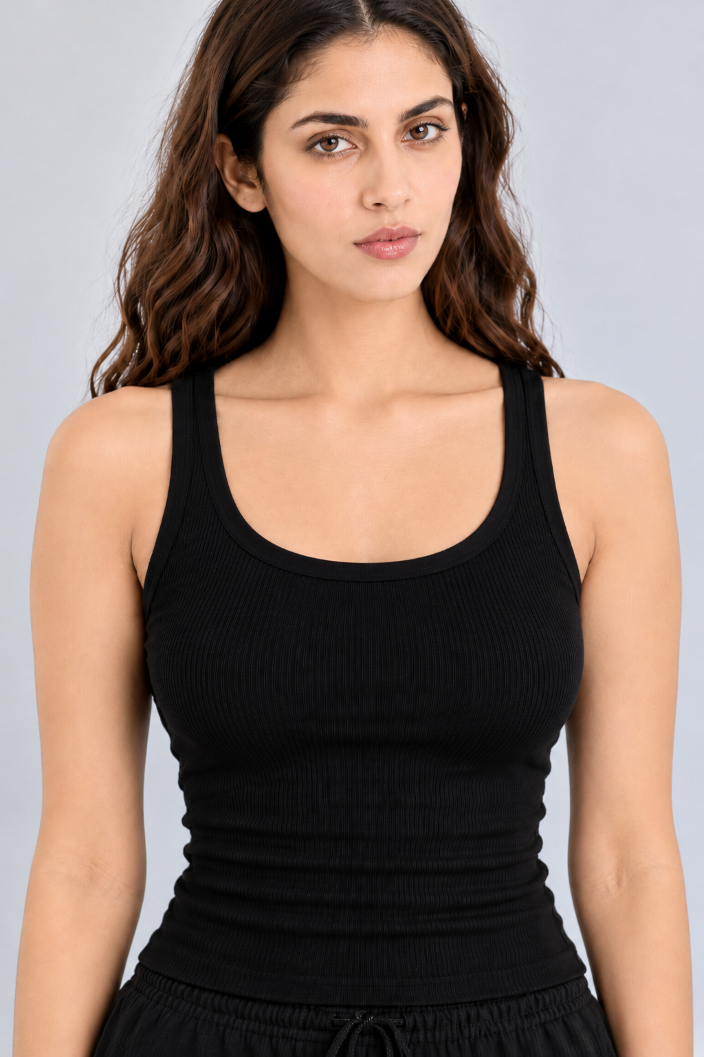 PREFIT women's ribbed crop tank top, black