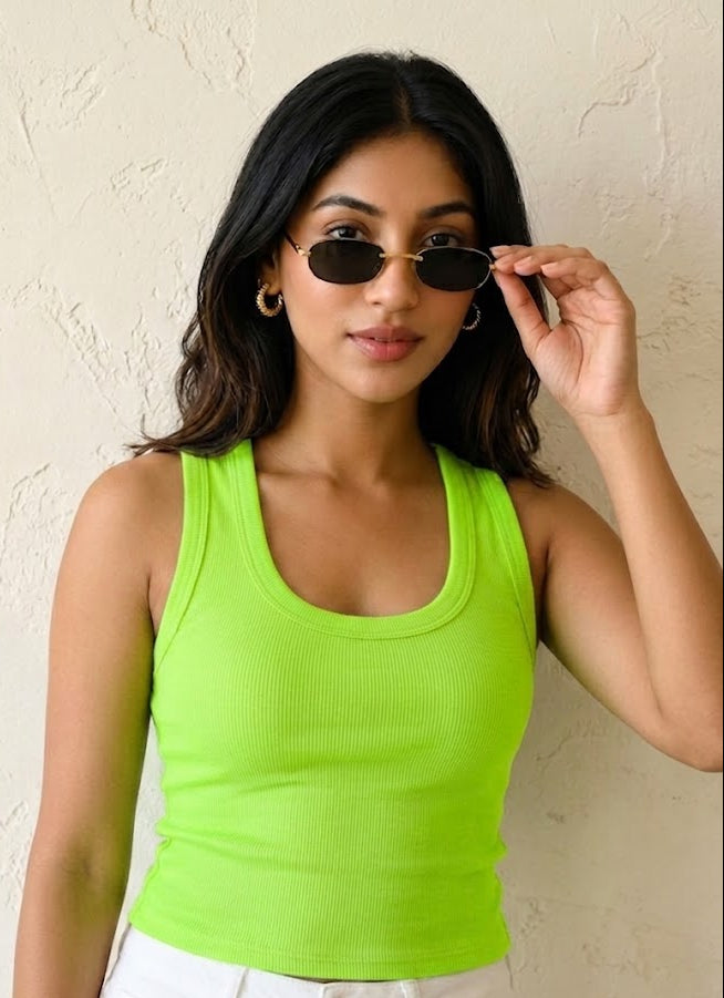 Prefit Women's Premium Ribbed Tank Top – Scoop Neck Cotton Sleeveless Top