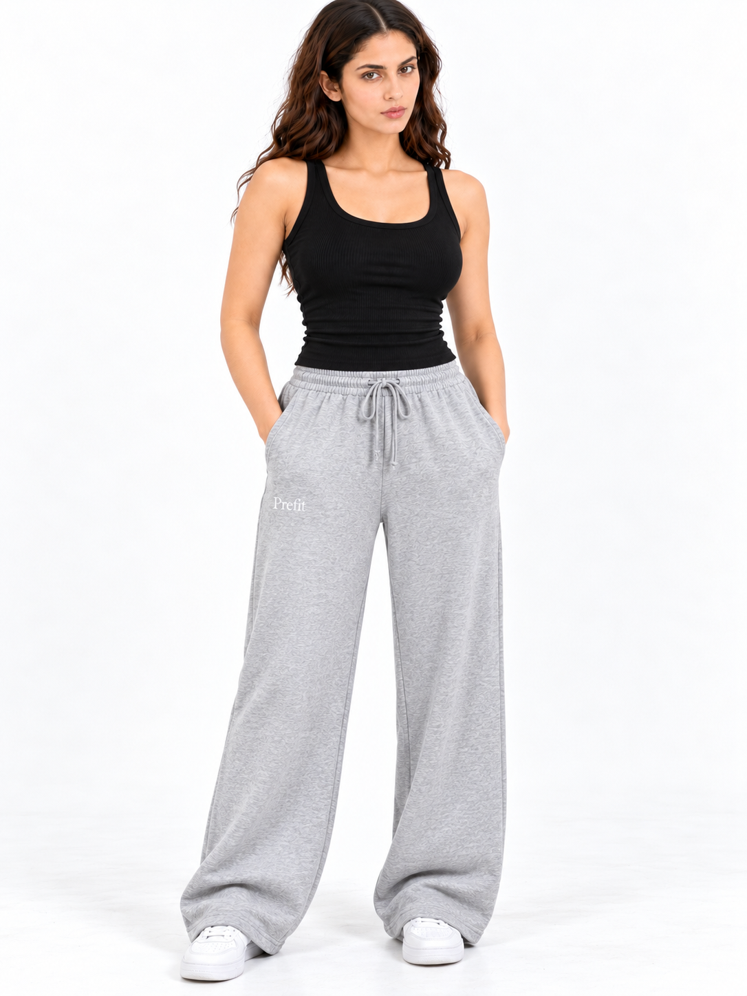 PREFIT Women's Wide-Leg Lower with Drawstring – Grey – view 1