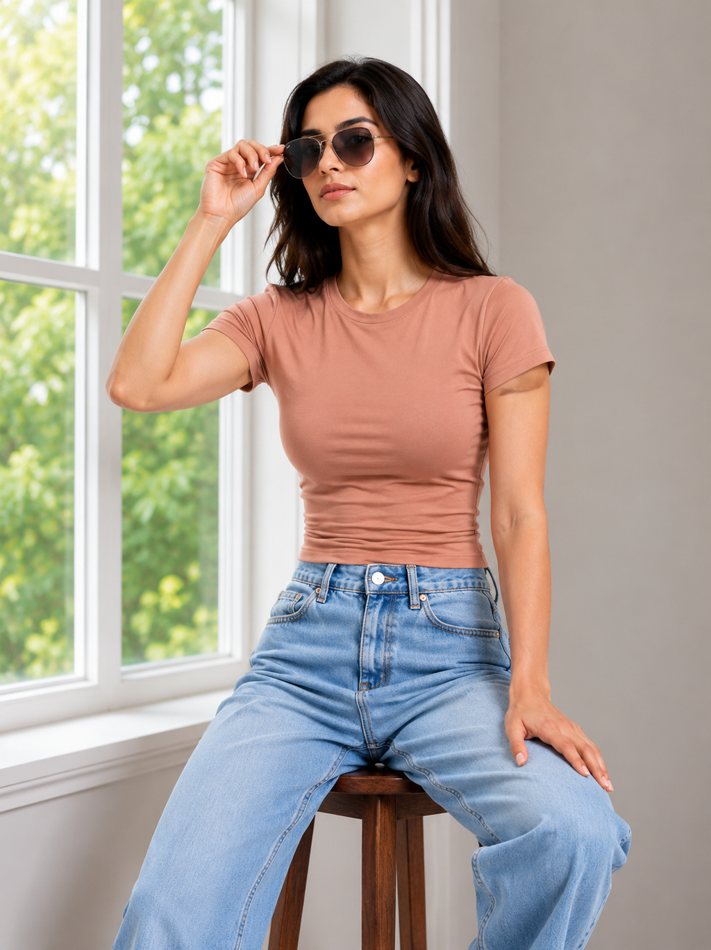 Prefit Women's Premium Baby Tee – 240 GSM Gold Finish Terry Lycra Luxury T-Shirt