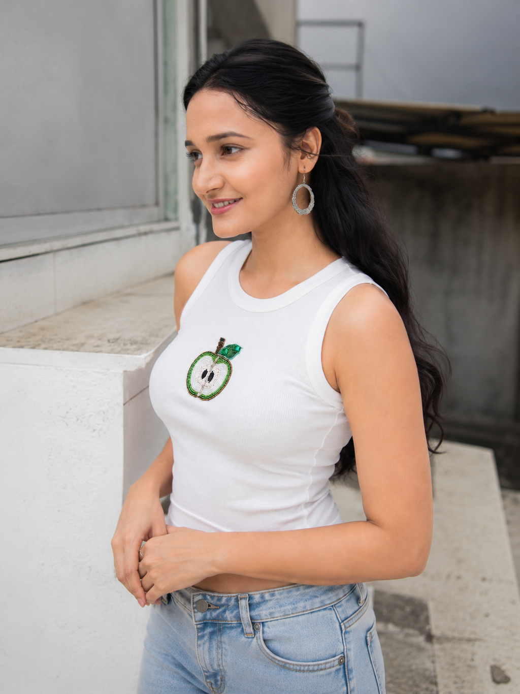 Emerald Apple Luxury Embellished Tank – Beaded Crop Top for Women