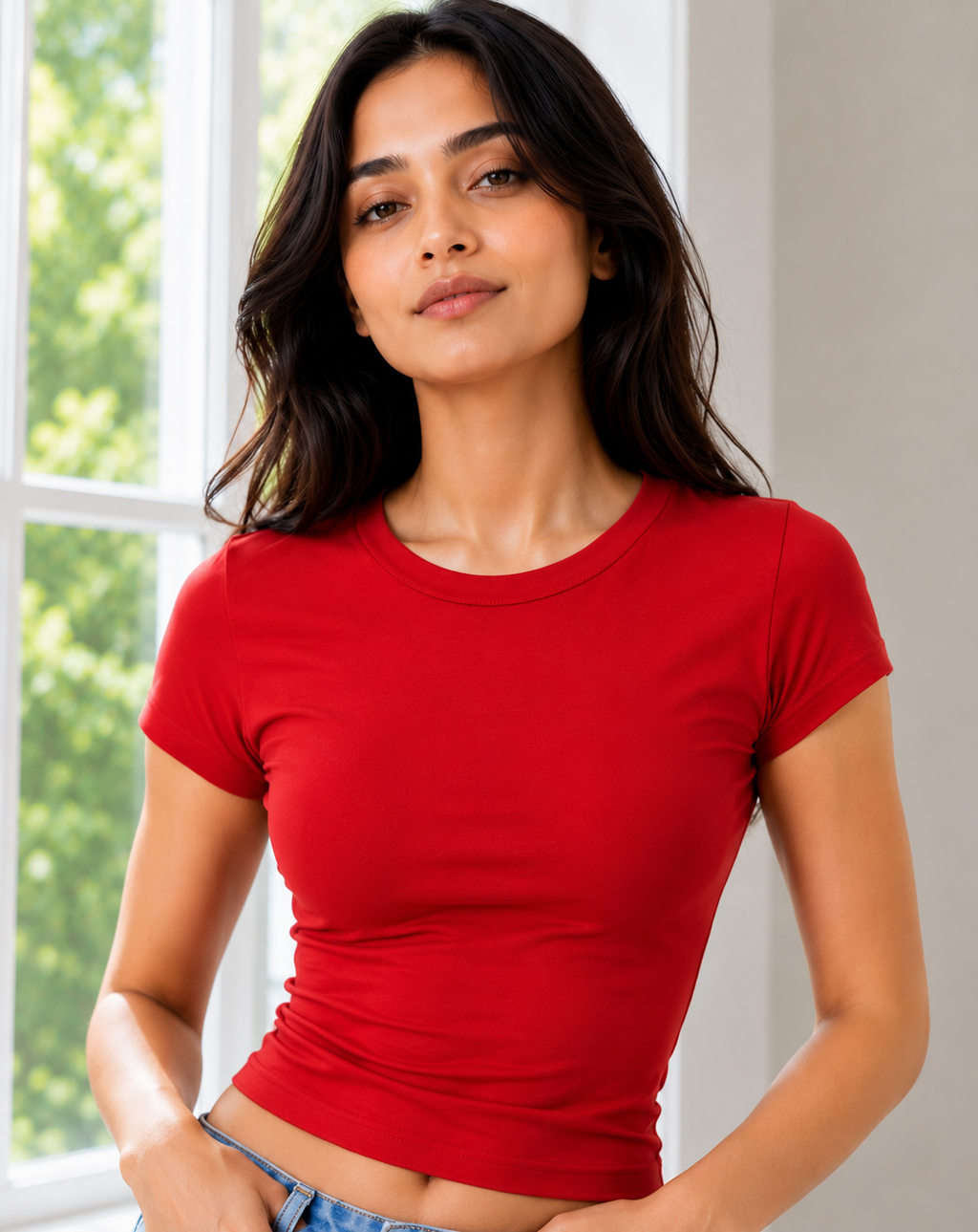 Prefit Women's Premium Baby Tee – 240 GSM Gold Finish Terry Lycra Luxury T-Shirt