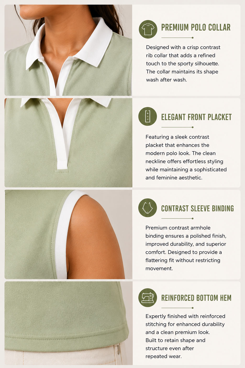 Prefit Women's Premium Baby Tee Polo Top | 240 GSM 100% Cotton Terry Gold Finish Lycra | Ribbed Collar & Placket | Sleeveless Slim Fit
