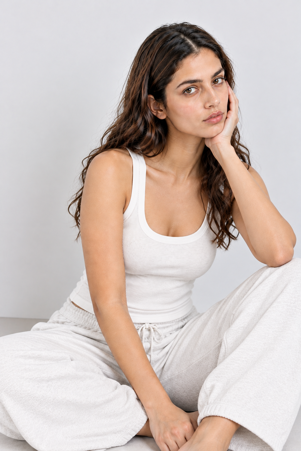 PREFIT women's ribbed crop tank top, off-white – view 8