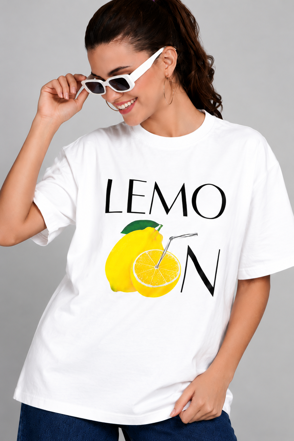 Lemon Summer Graphic Oversized Tee - Offwhite