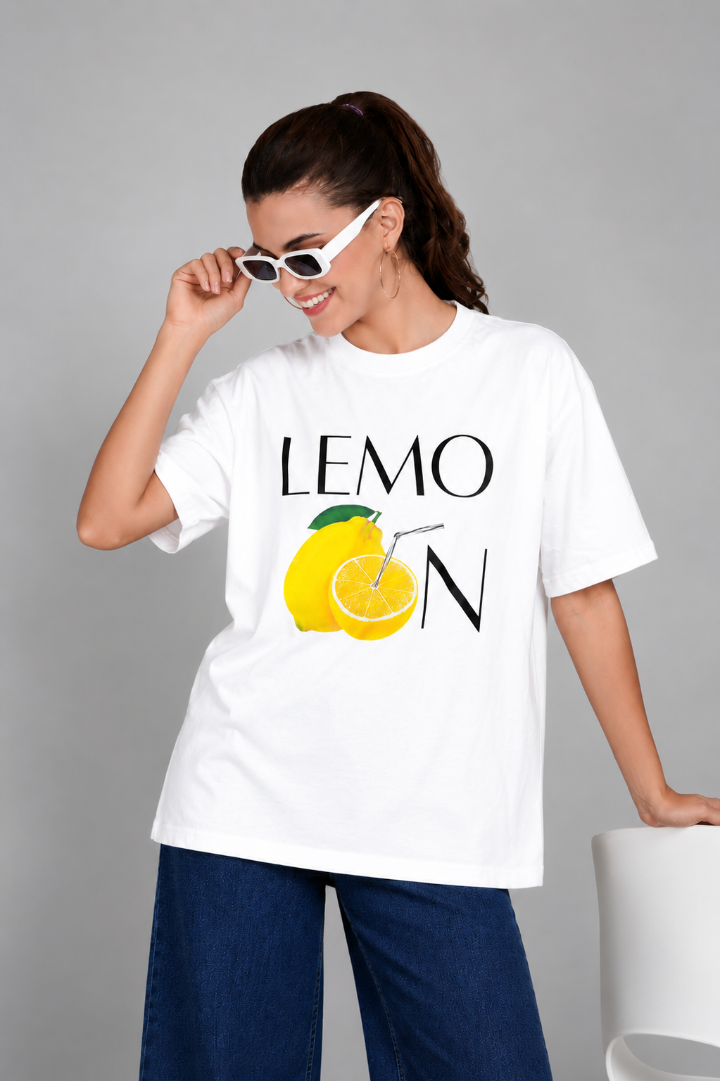 Lemon Summer Graphic Oversized Tee - Offwhite