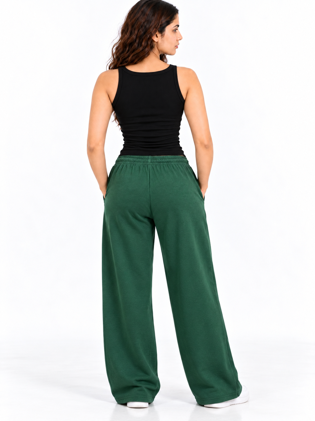 PREFIT Women's Wide-Leg Lower with Drawstring – Bottle Green – view 1