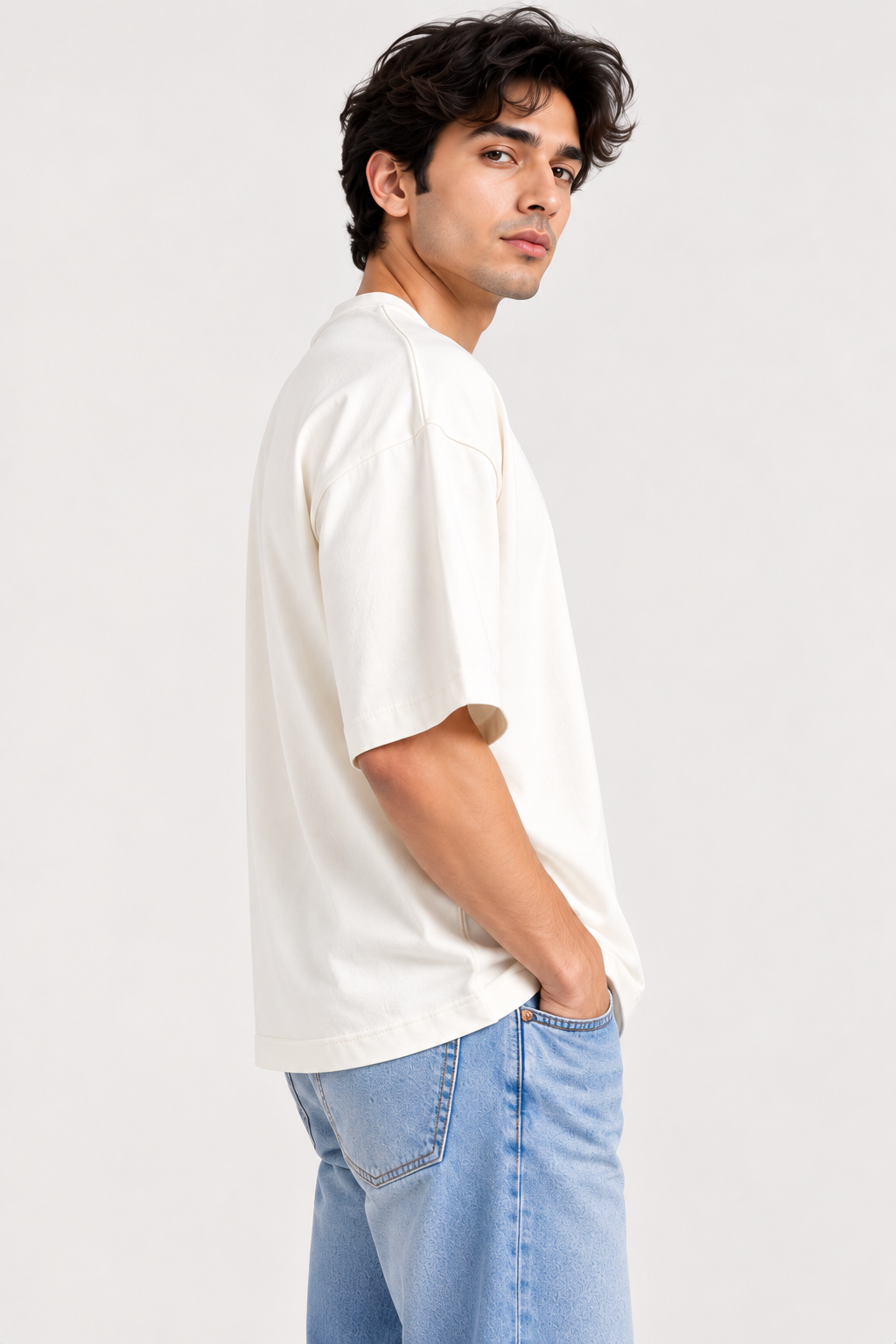 PREFIT oversized drop shoulder t-shirt, off white – view 3