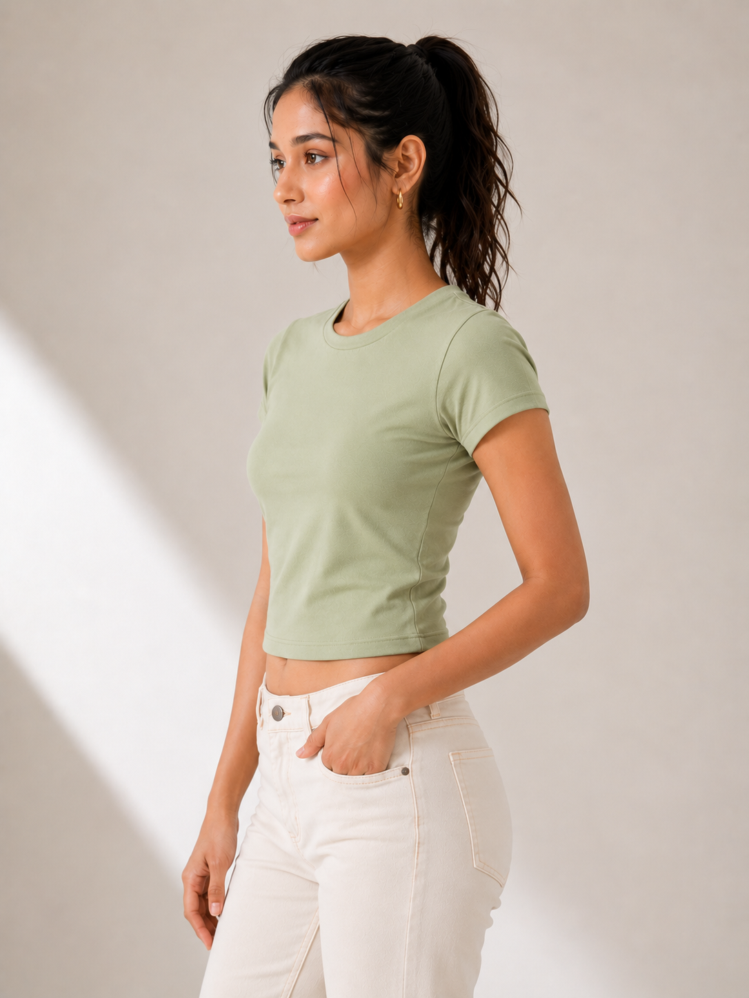 Prefit Women's Premium Baby Tee – 240 GSM Gold Finish Terry Lycra Luxury T-Shirt