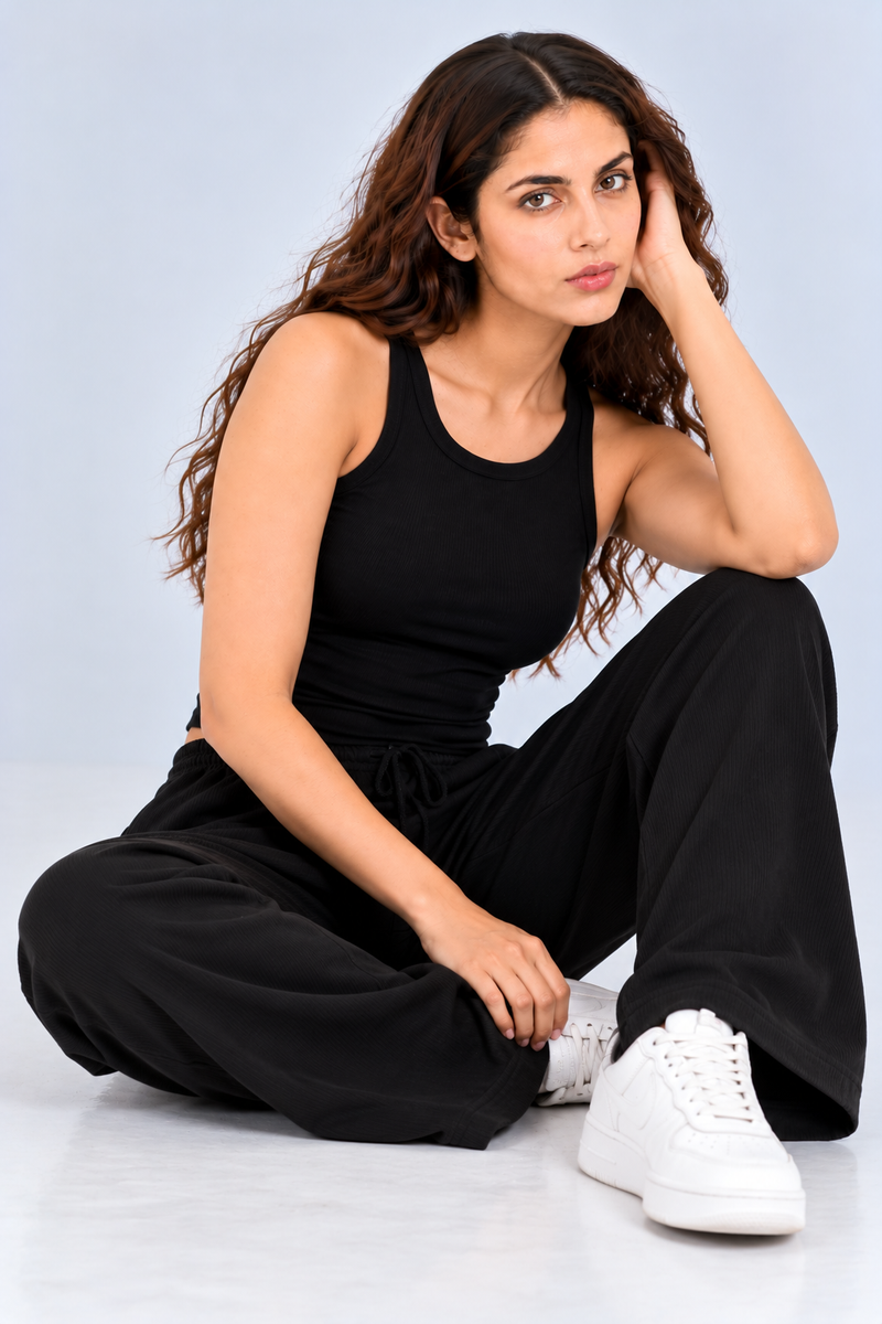 PREFIT women's ribbed crop tank top, black – view 10