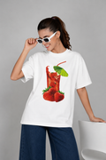 Mocktail Summer Graphic Oversized Tee - Offwhite