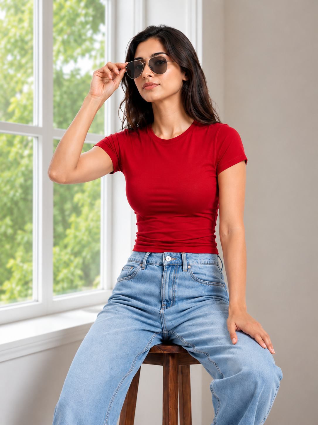 Prefit Women's Premium Baby Tee – 240 GSM Gold Finish Terry Lycra Luxury T-Shirt