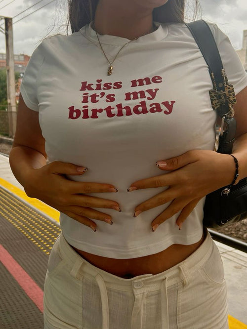 Kiss Me It's My Birthday Baby Tee