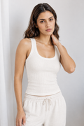 PREFIT women's ribbed crop tank top, off-white