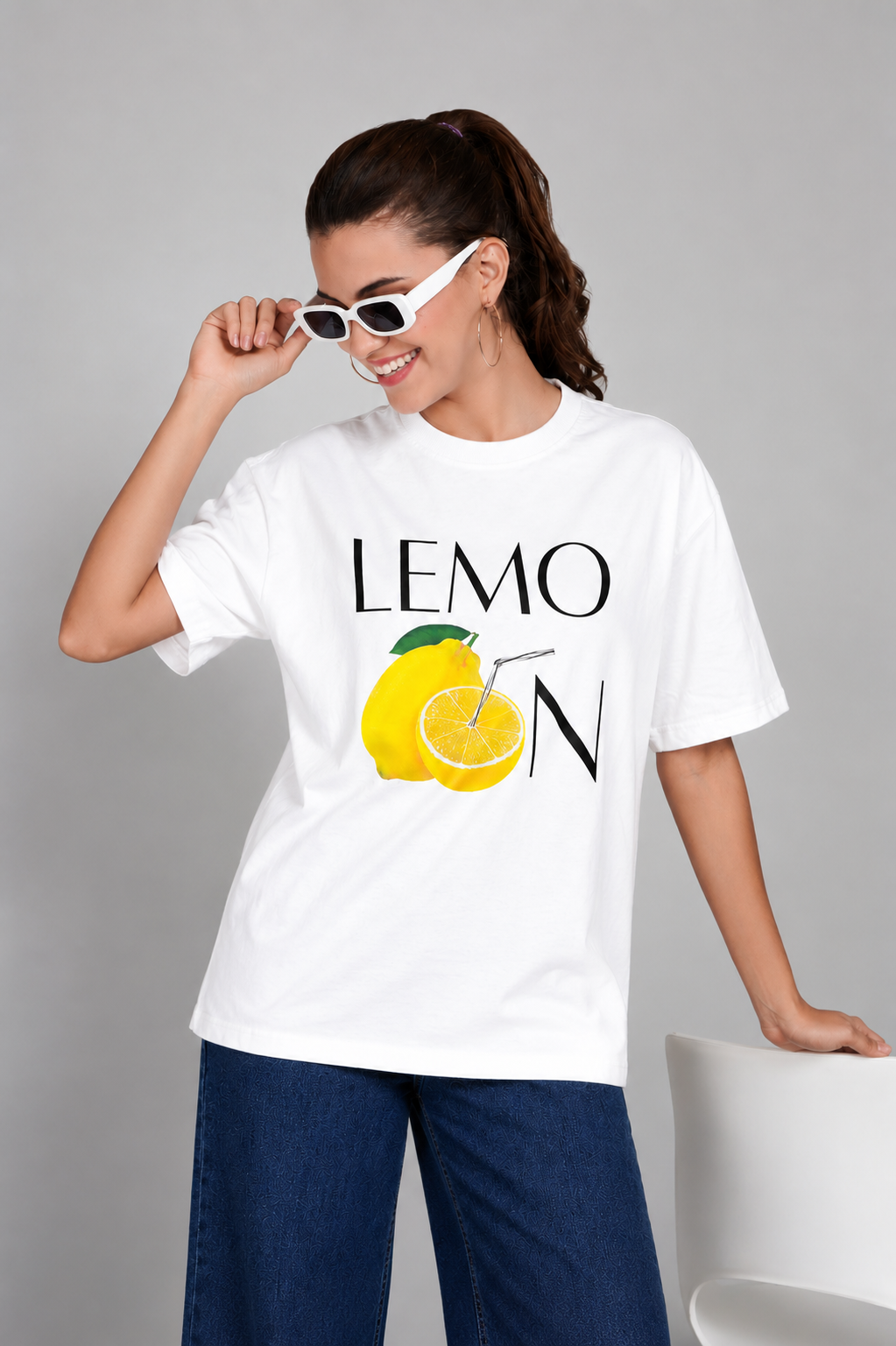 Lemon Summer Graphic Oversized Tee - Offwhite