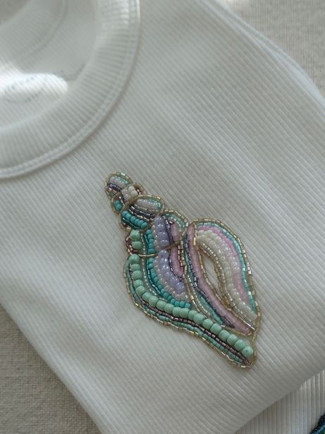 Ocean Muse Luxury Embellished Tank – Beaded Shell Top for Women