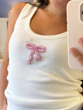 Blush Bow Embroidered Tank