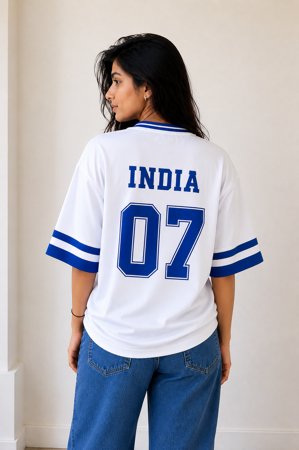 INDIA 07 Oversized Sports Jersey - White