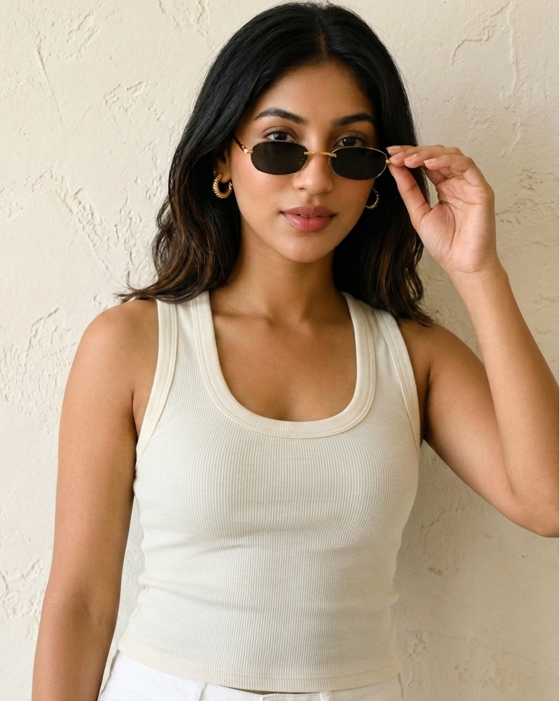 Prefit Women's Premium Ribbed Tank Top – Scoop Neck Cotton Sleeveless Top