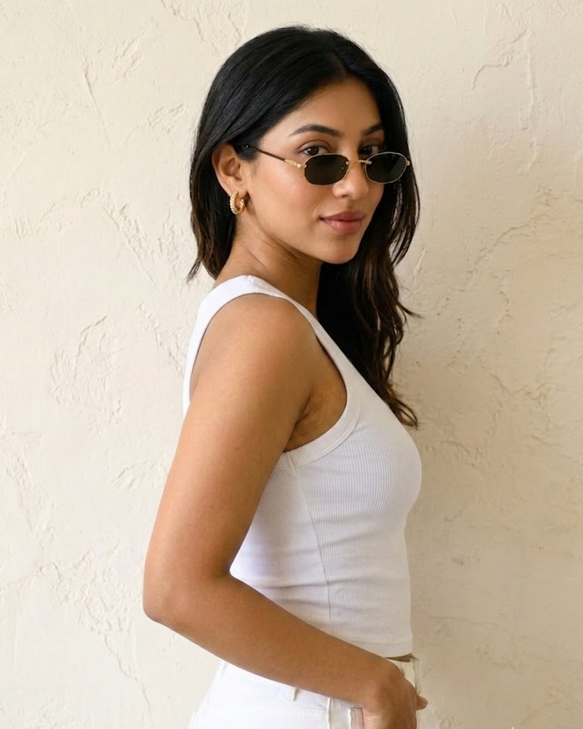 Prefit Women's Premium Ribbed Tank Top – Scoop Neck Cotton Sleeveless Top (White)