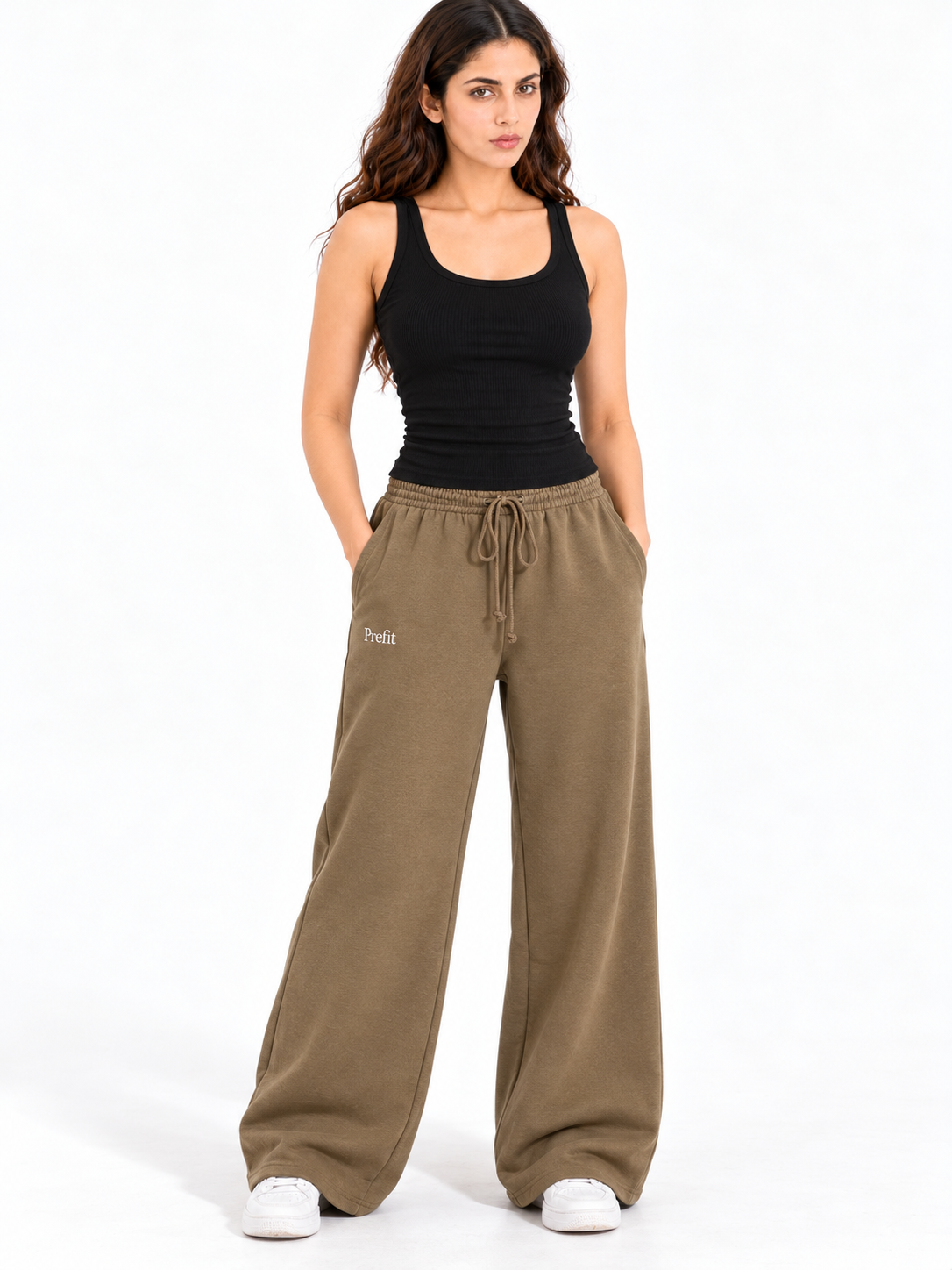 PREFIT Women's Wide-Leg Lower with Drawstring – Khaki – view 1