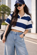 Varsity Stripe Crop Polo