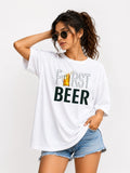 "First Beer" Luxury 260 GSM Oversized Cotton T-Shirt off-white