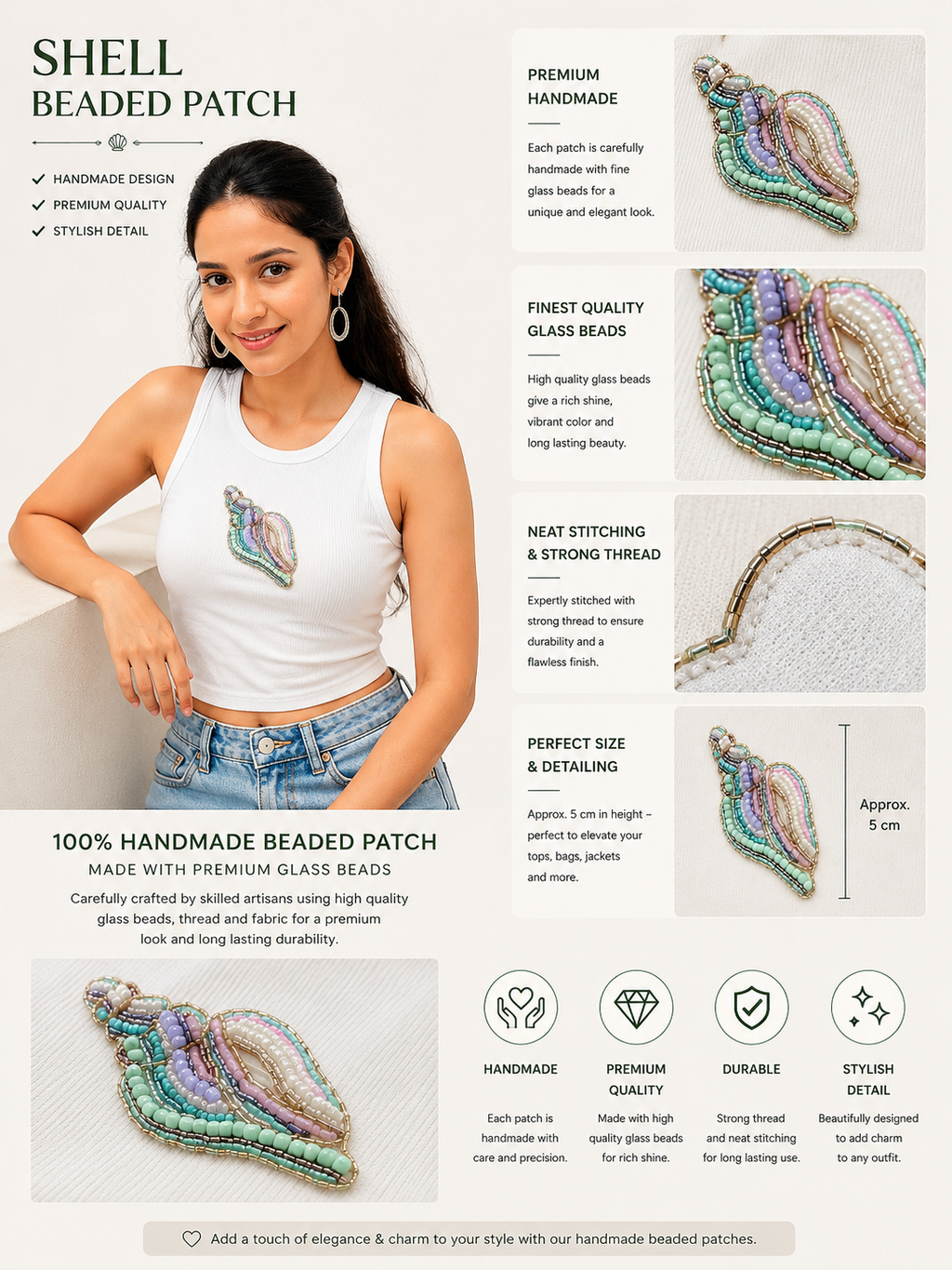Ocean Muse Luxury Embellished Tank – Beaded Shell Top for Women