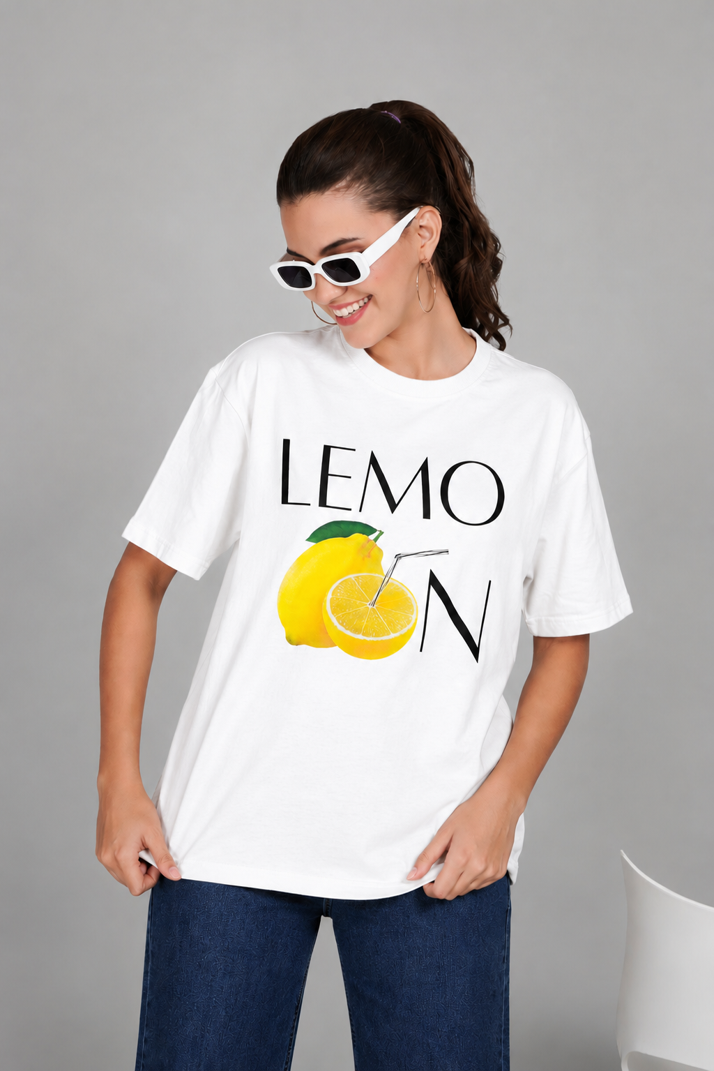 Lemon Summer Graphic Oversized Tee - Offwhite