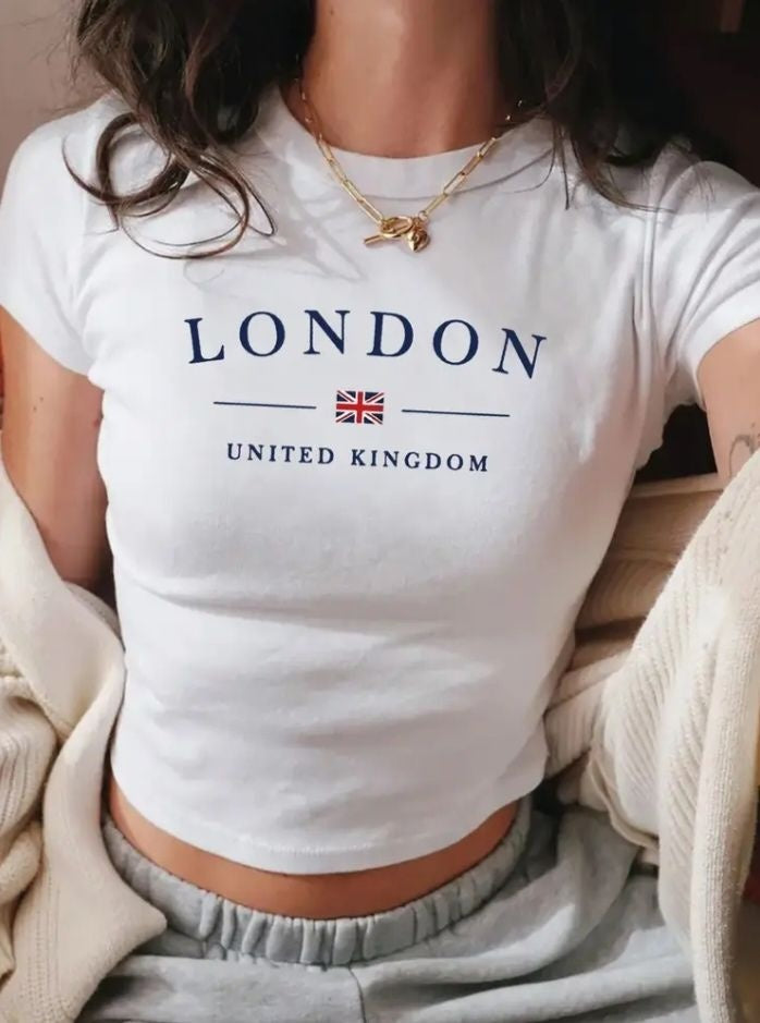 Prefit Women's London Printed Baby Tee