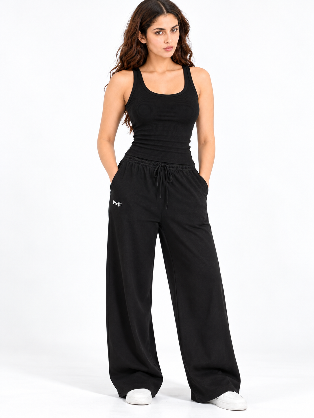 PREFIT Women's Wide-Leg Lower with Drawstring – Black – view 1