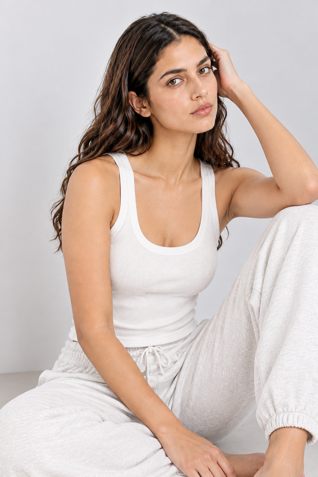 PREFIT women's ribbed crop tank top, off-white – view 6